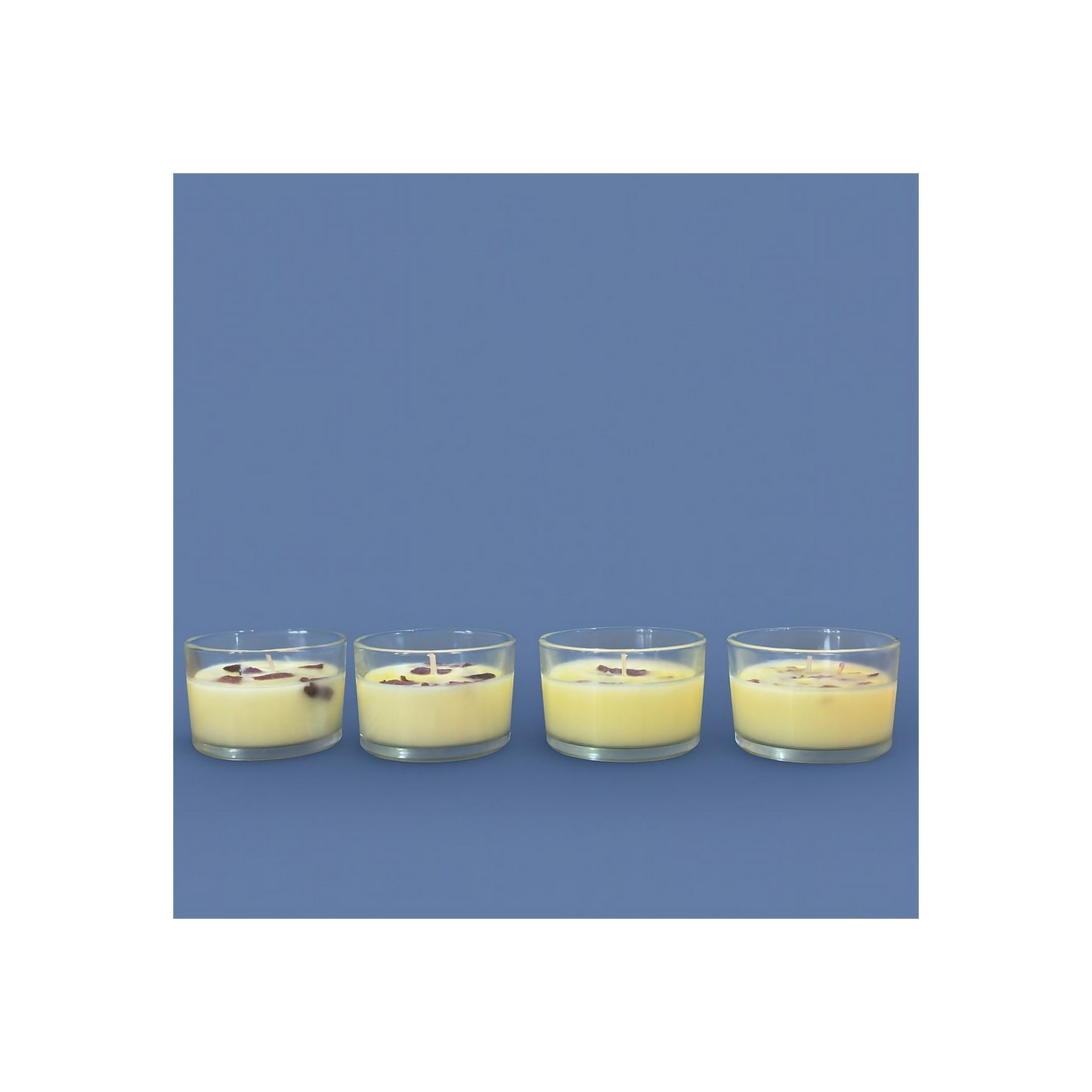 Set of 4 Scented Glass Jar Candles with Natural Dried Flower Petals – Decorative & Aromatherapy Wax Candles for Home Décor, Relaxation, Gifting & Spa (Multicolor)