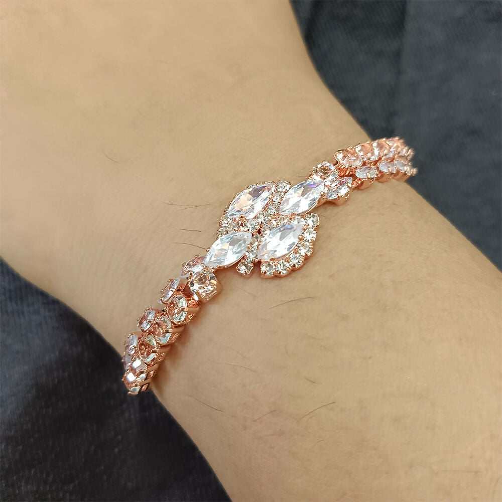 Rose Gold Plated Ad Stone Adjustable Bracelet