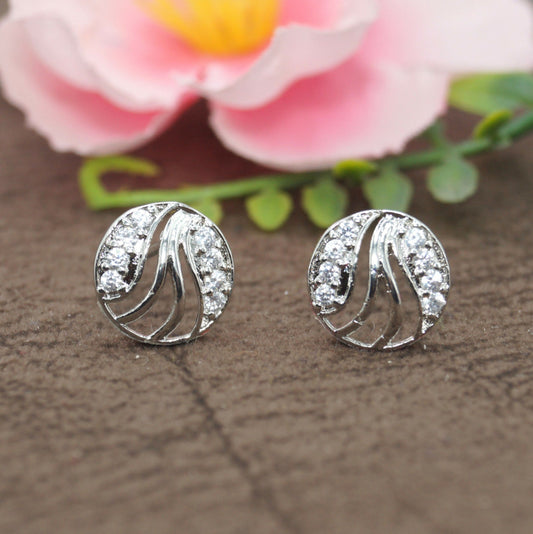 Silver-Plated AD Stud Earrings | for women and girls