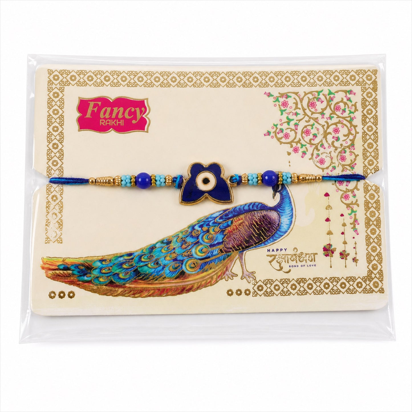 Stylish Butterfly Nazar Evil Eye Enamel Bead Rakhi