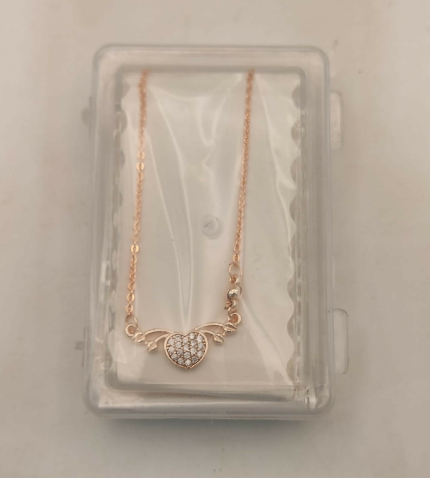 Rose Gold Plated Heart & AD Necklace for Women and girls