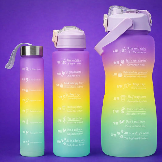 Motivational Water Bottle with Time Marker Leakproof Gym Bottle