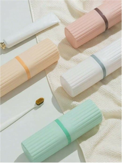 Capsule Shape Travel Toothbrush Toothpaste Case Holder (pack of 2)