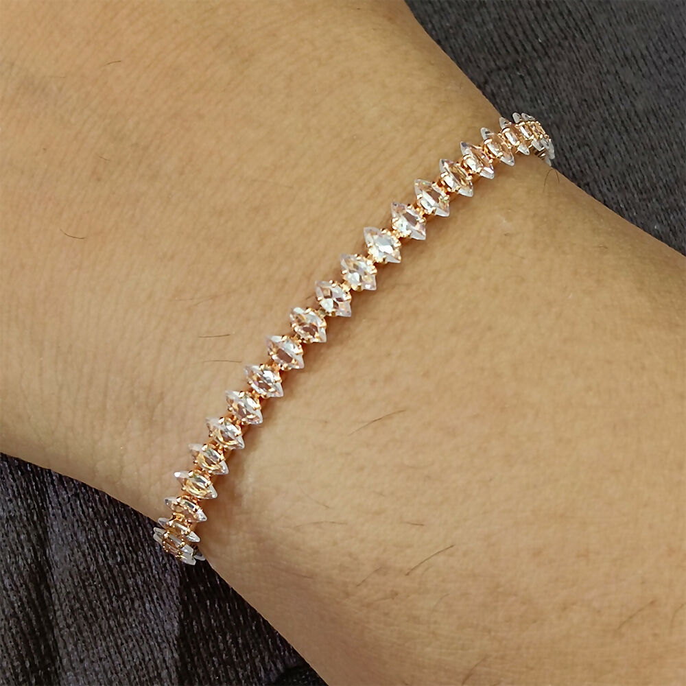 Rose Gold Plated Ad Stone Chain Bracelet