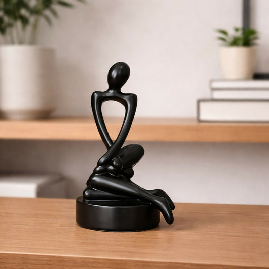 Abstract Sitting Man poly-resin Sculpture Modern Black Showpiece for Home Decor