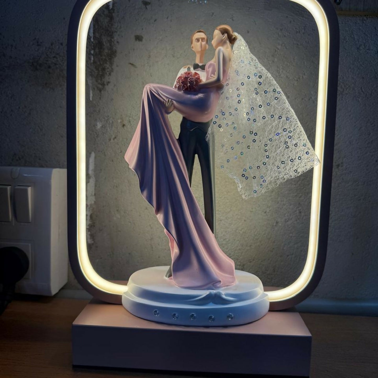Romantic Couple LED Night Lamp | Bride & Groom Figurine with Soft Warm Light | Wedding Anniversary, Valentine Gift, Home Decor Table Lamp for Bedroom & Living Room