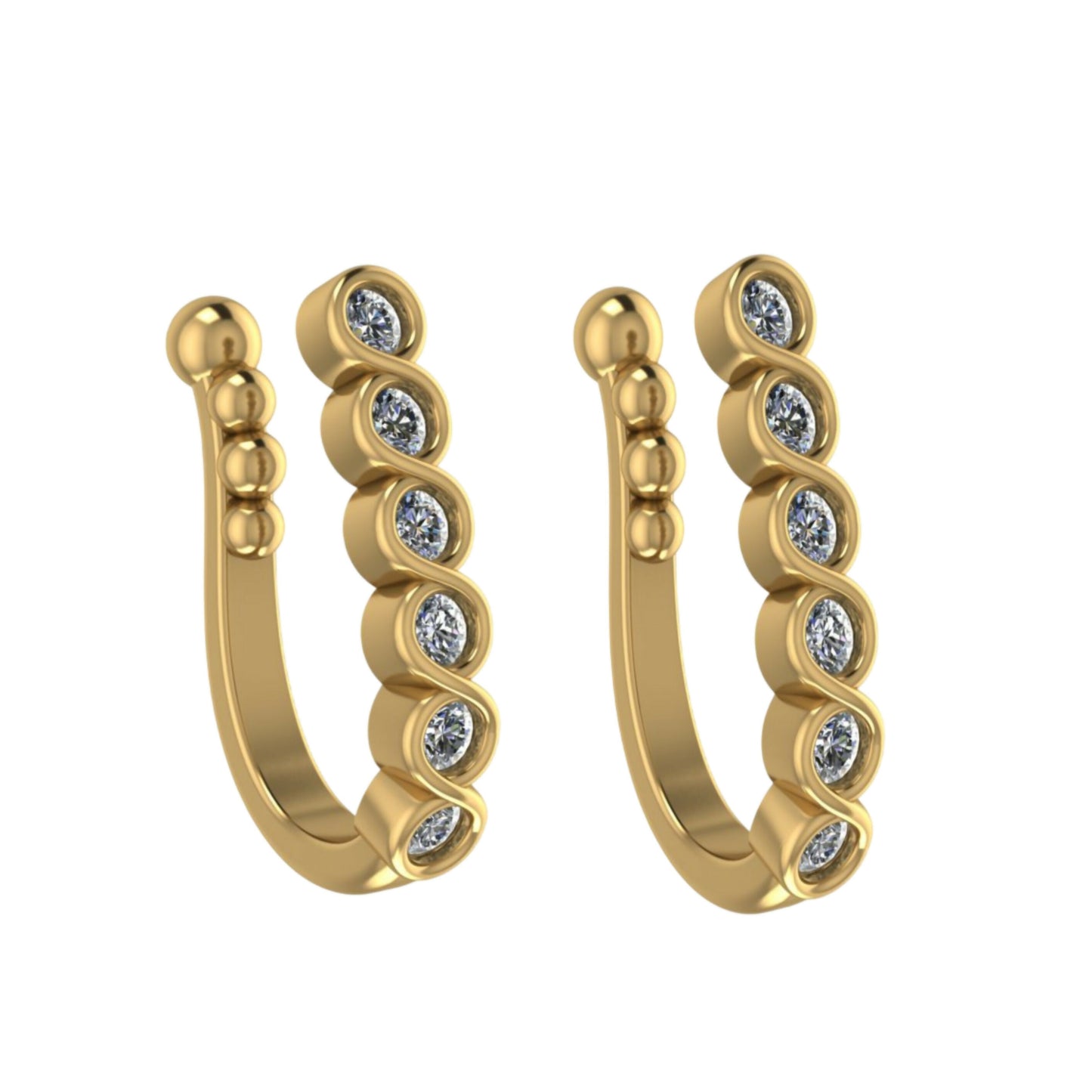 Wavy Diamond Clip-On Nose Ring | Gold Plated AD Non-Pierced