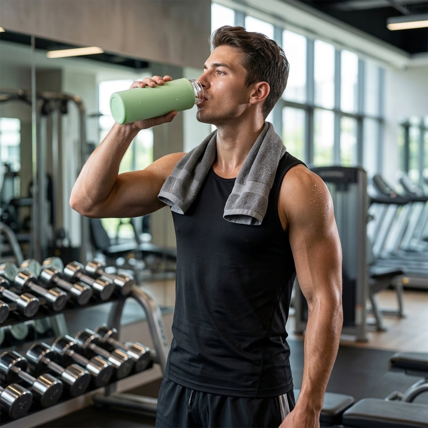 400 ML Glass Travel Water Bottle with Silicone Sleeve for Travellers (1 Pc)