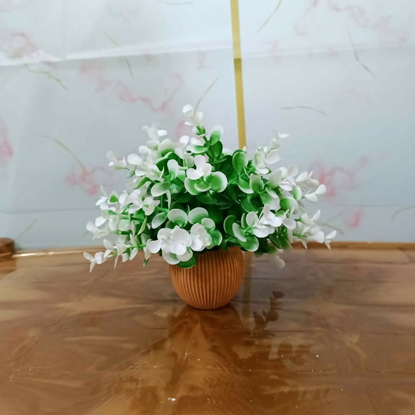 Artificial White Flower Plant with Pot for Home Decor & Elegant Interior Styling
