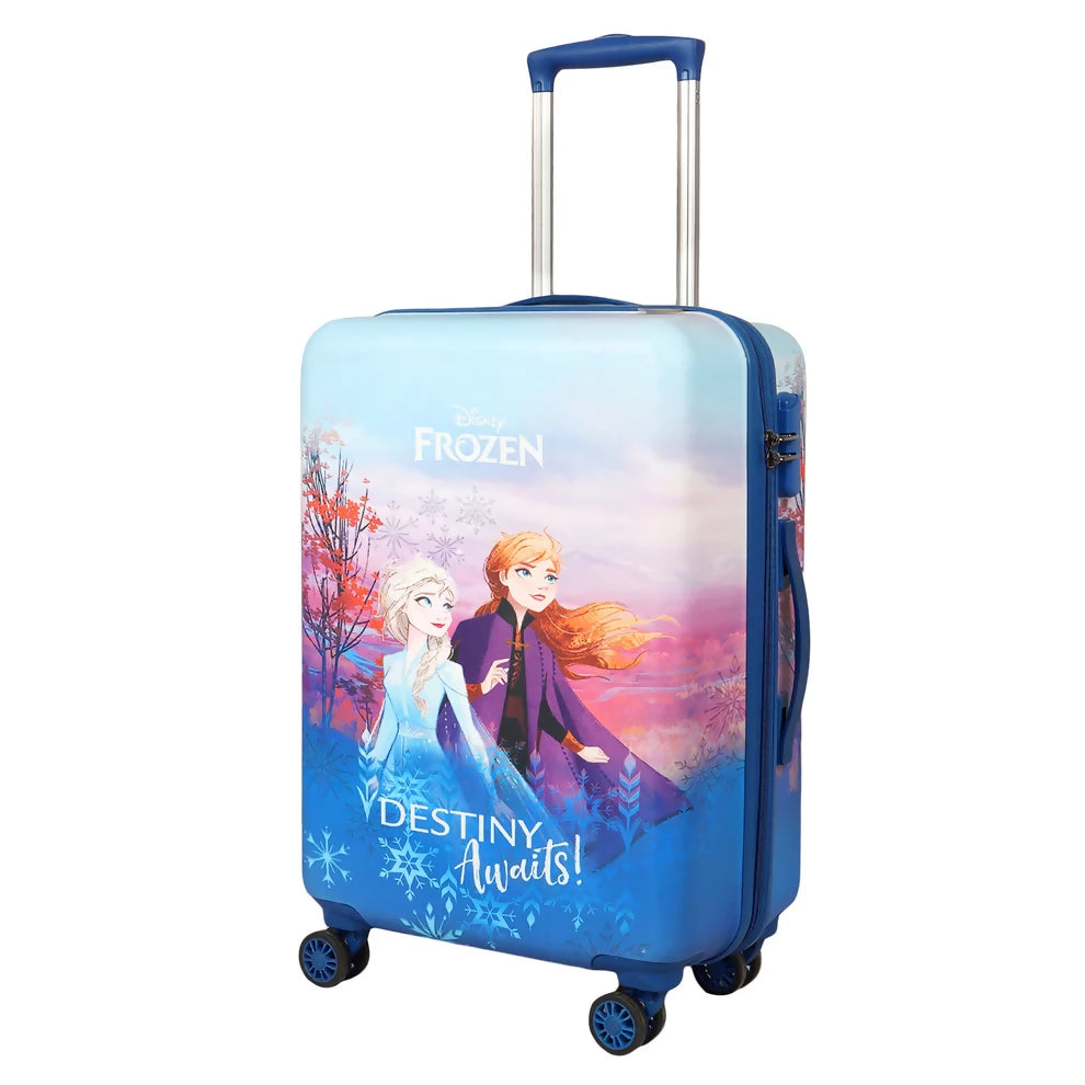Novex Disney Frozen Sky Blue Travelling Kids Trolley Bags for Girls Luggage 4 Wheels ( Blue /22 Inch)
