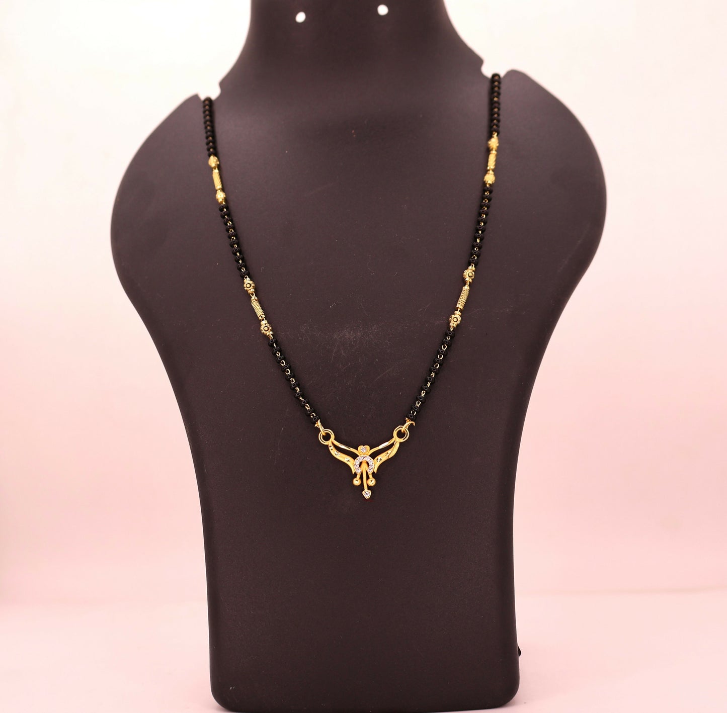 Gold Plated AD Studded Floral Mangalsutra for Women