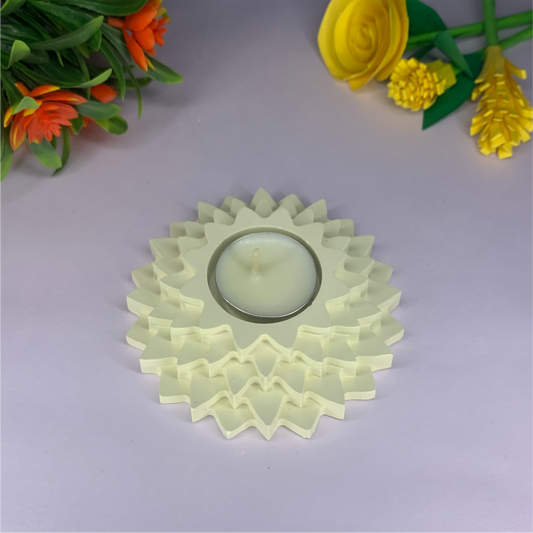 Flower 5-Layer Diya ivory tealight candle Elegant Home Decor Handmade
