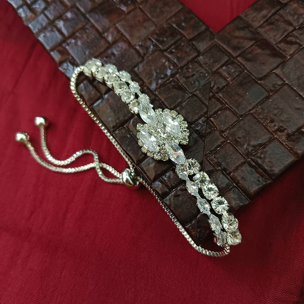 Silver Plated Ad Stone Adjustable Bracelet