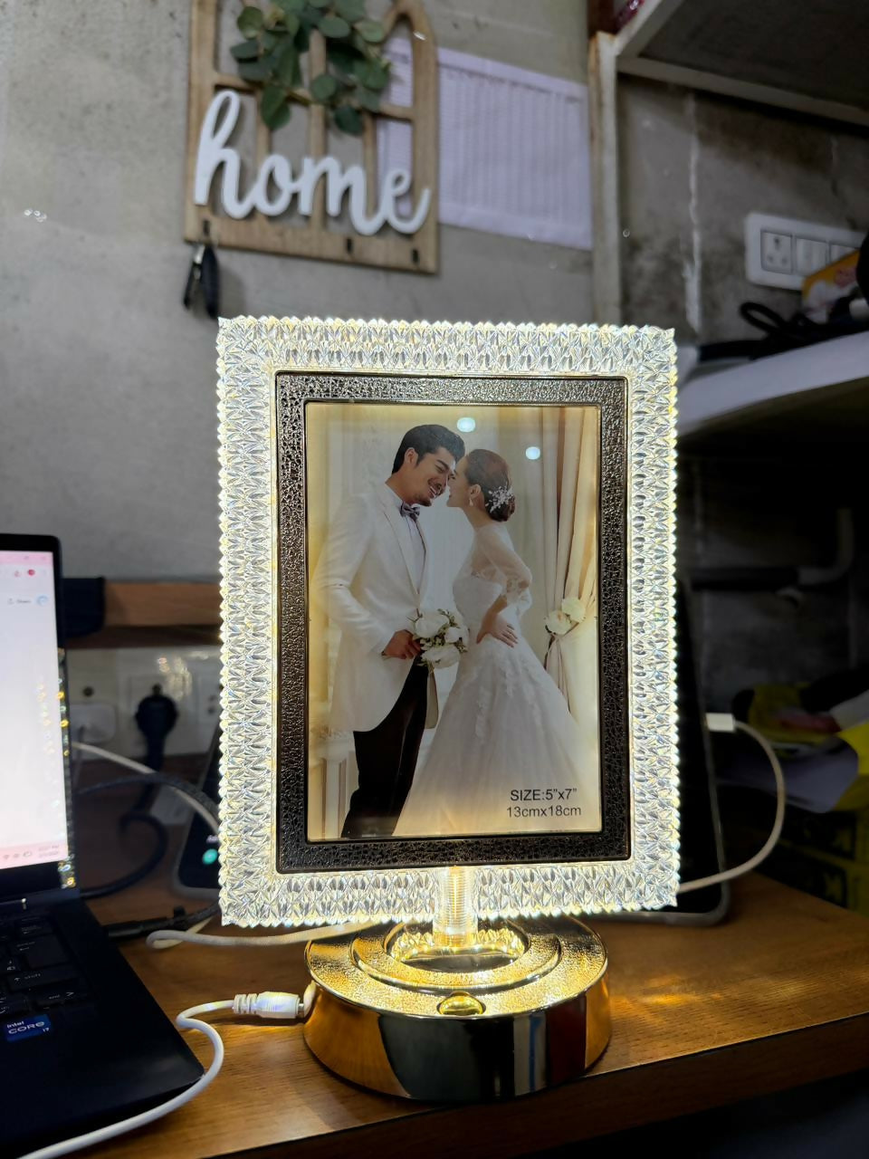 LED Crystal Photo Frame Lamp with Decorative Base | Table Night Light