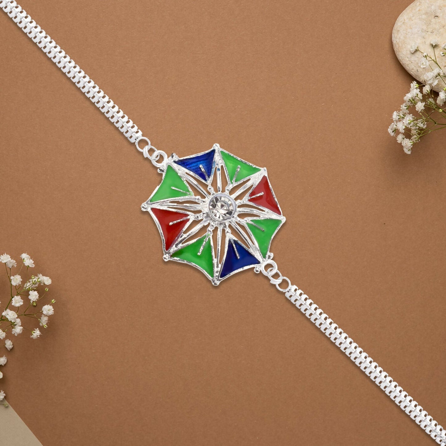 Star Shaped Rakhi Vibrant Central Stone for Raksha Bandhan (10pcs)