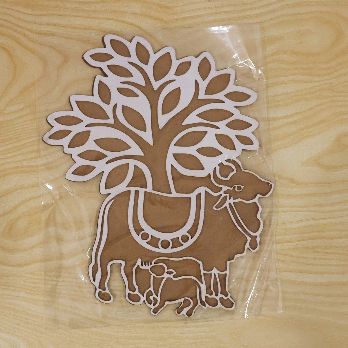 Cow and Calf Rangoli Stencil Board for Puja, Festival and Home Entrance Decor