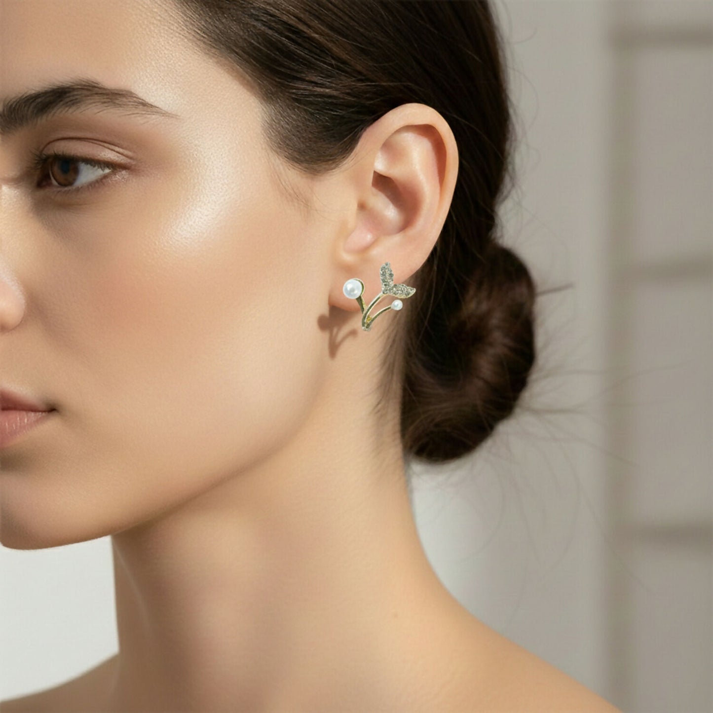 Korean Style Mermaid Tail Pearl Stud Earrings for Women & Girls