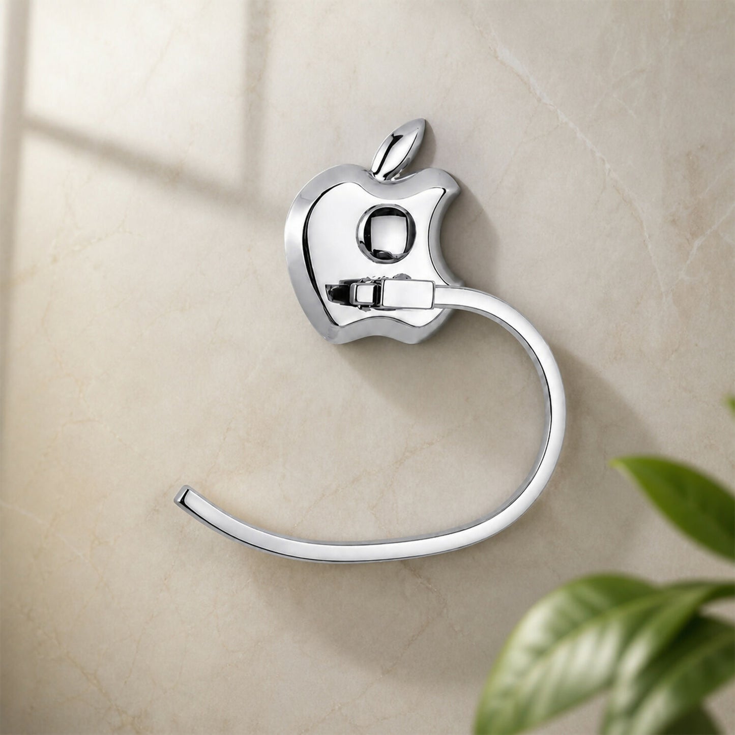 Wall-mounted stainless steel towel holder with shiny chrome finish