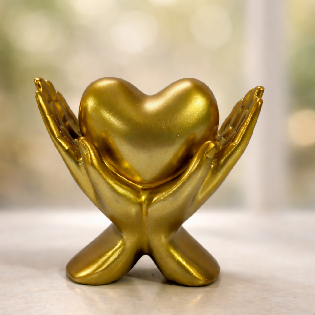 Heart Sculpture Showpiece with Hand Holder | Decorative Gift for Home & Office