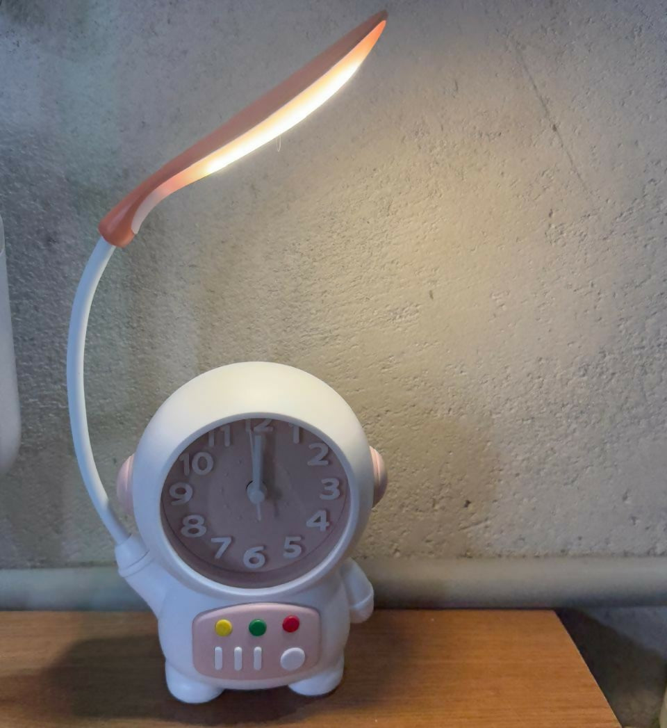 Astronaut Desk Lamp with Alarm Clock for Kids Room, Study Table & Bedside