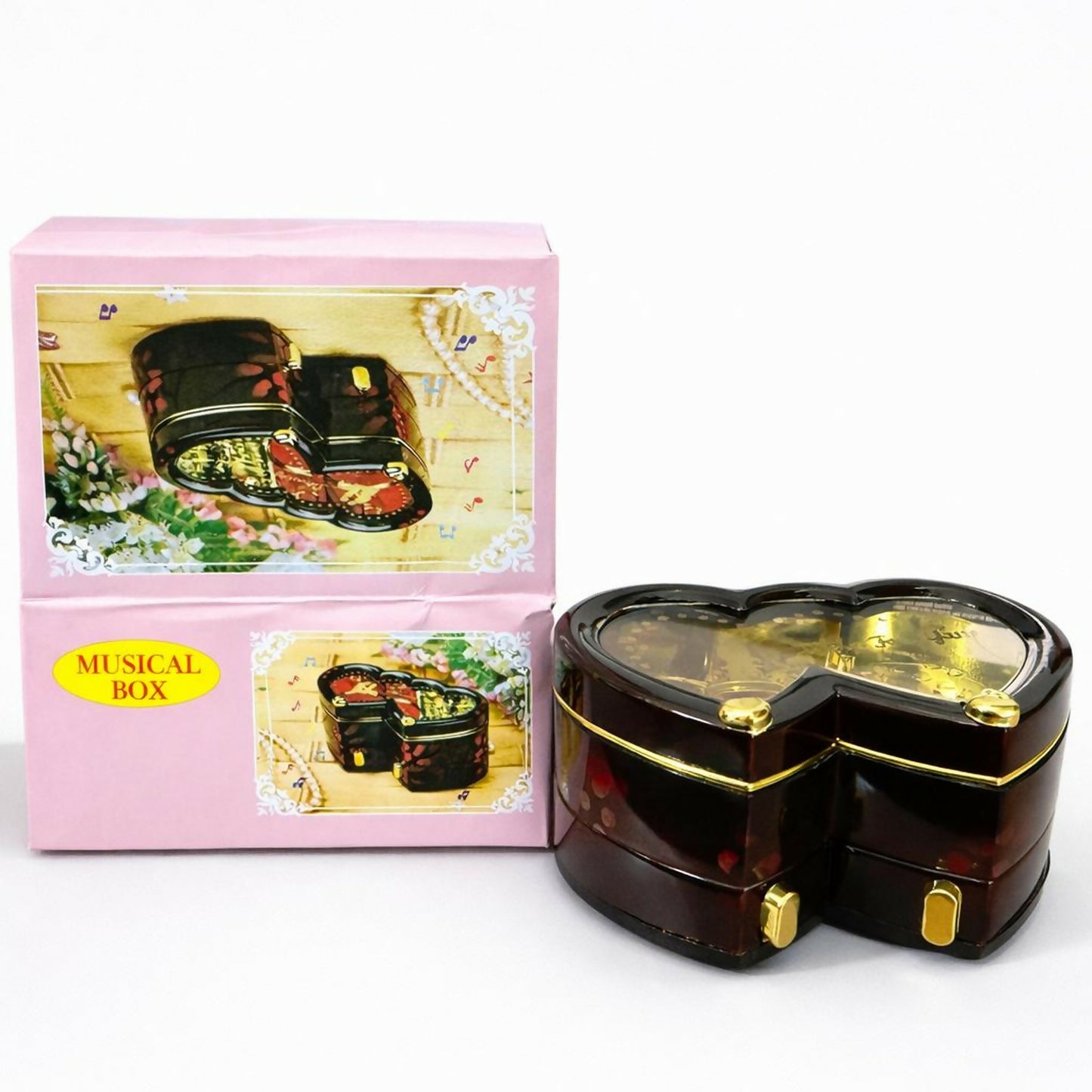 Heart Shaped Musical Jewelry Box with LED Light & Mirror | Romantic Gift Box