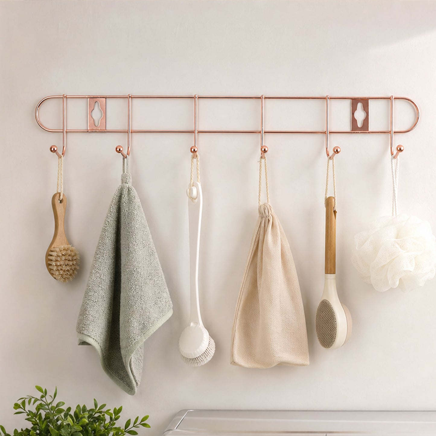 Hook rail towels utensils coats