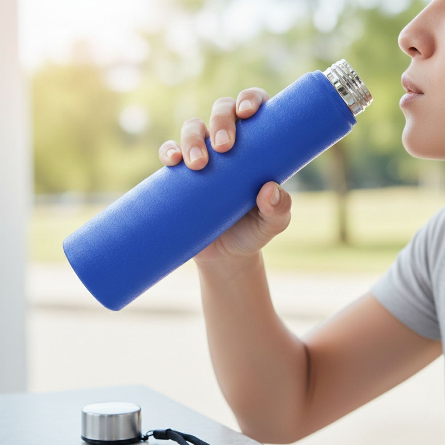 Custom Classic Stainless Steel Water Bottle Blue Color (1000 ML, 1 Piece)