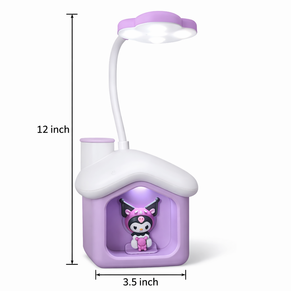 Cute LED Desk Lamp with Storage Box, Kids Study Night Light for Bedroom