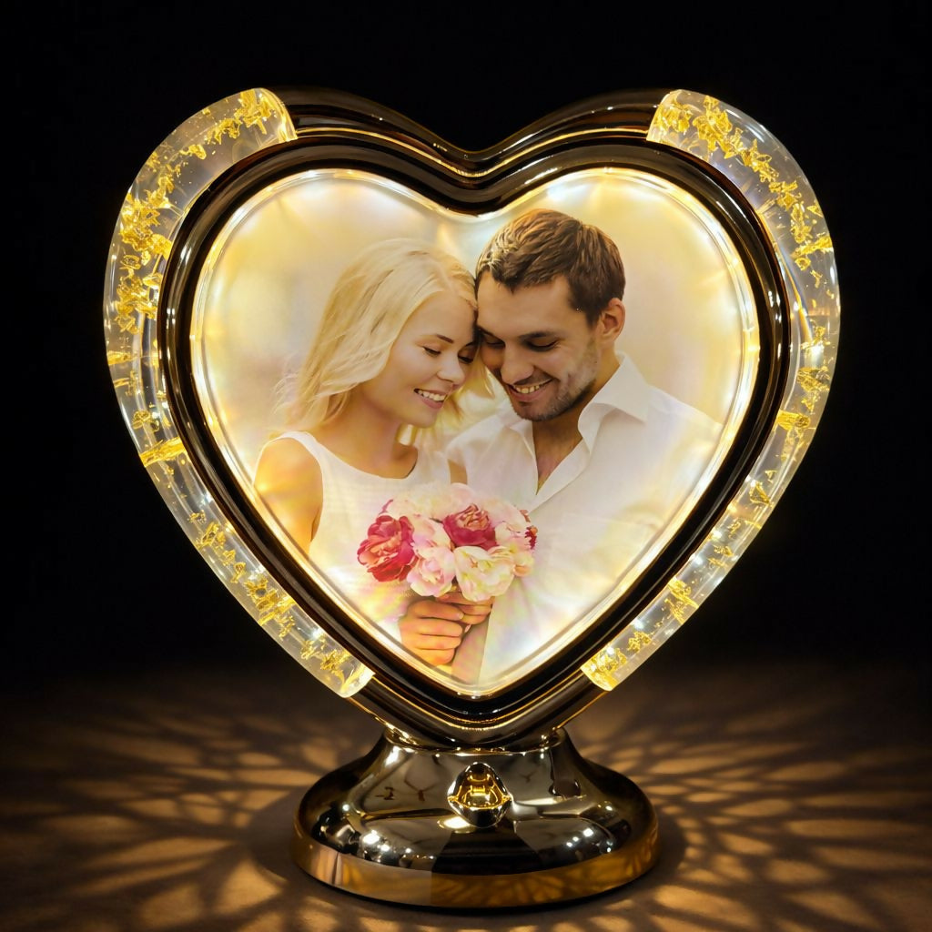 Heart Shape LED Photo Frame Lamp with Warm Light for Home Décor & Gifts