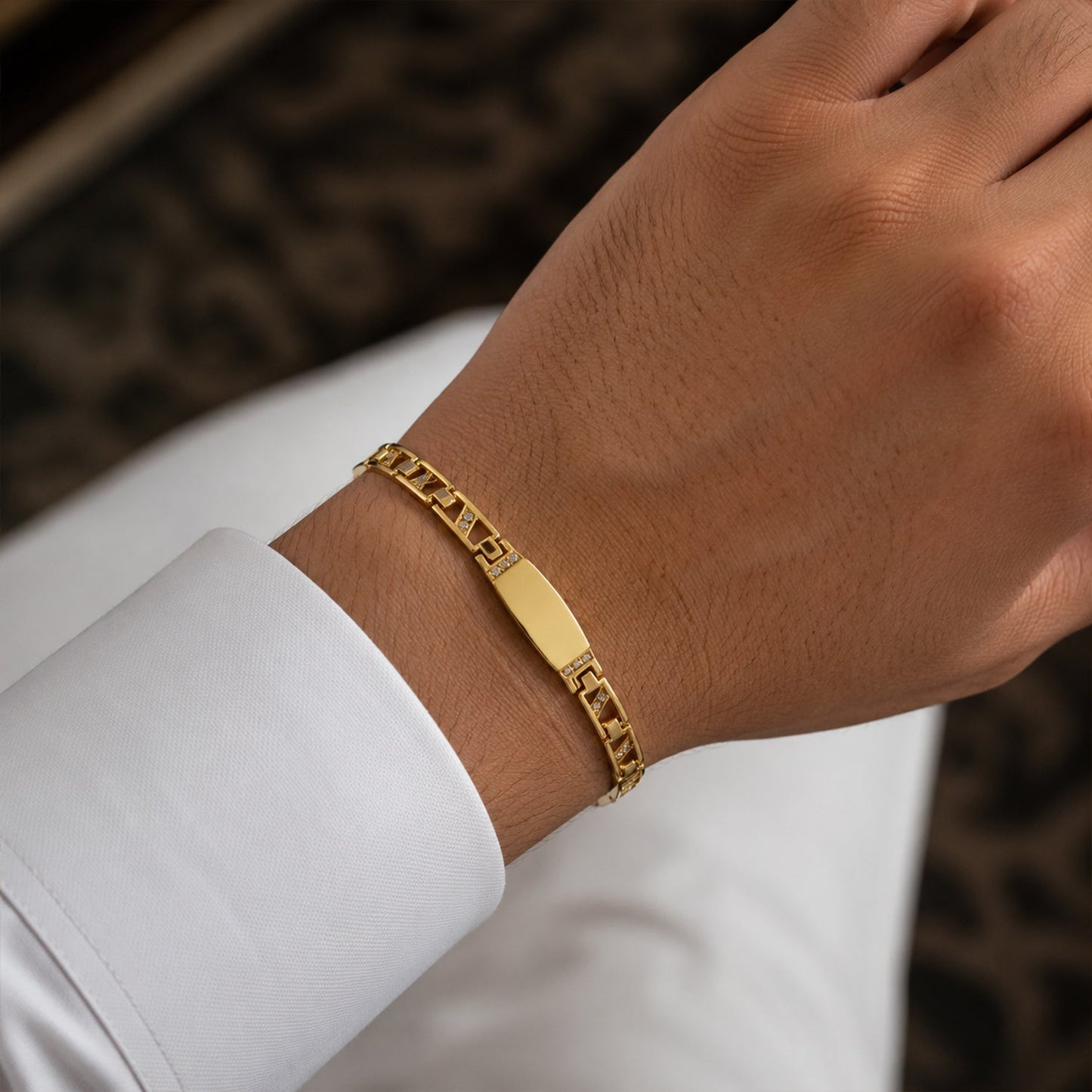 Customize Gold Bracelet Rakhi with Chocolate & Bottle Set (1 Set)