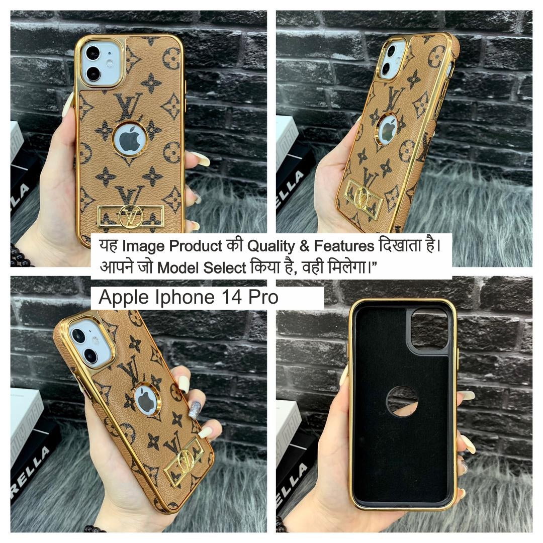 LV Leather Case (Box Packing) Case For Iphone 14 Pro
