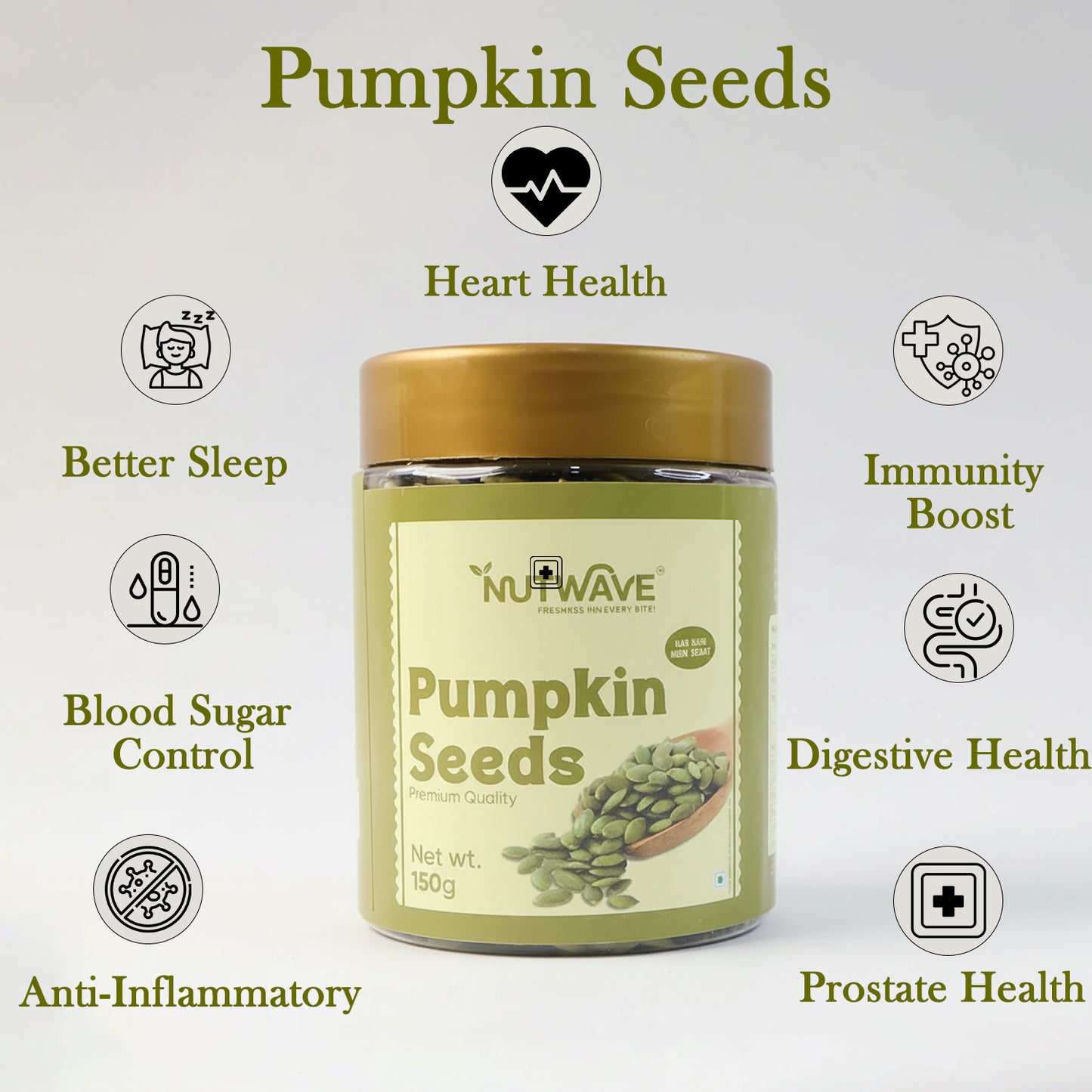 Nutwave Premium Quality Pumpkin Seeds – Healthy & Nutrient-Rich Superfood (150 gm)