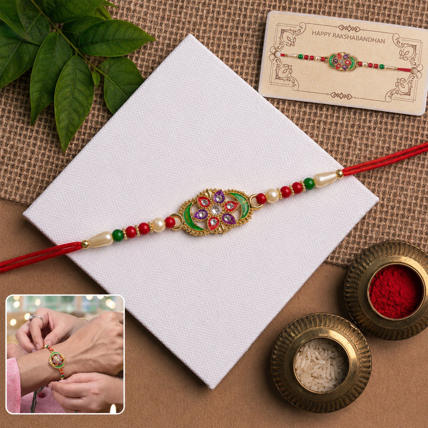 Premium Multicolor Stone Studded Designer Rakhi main image