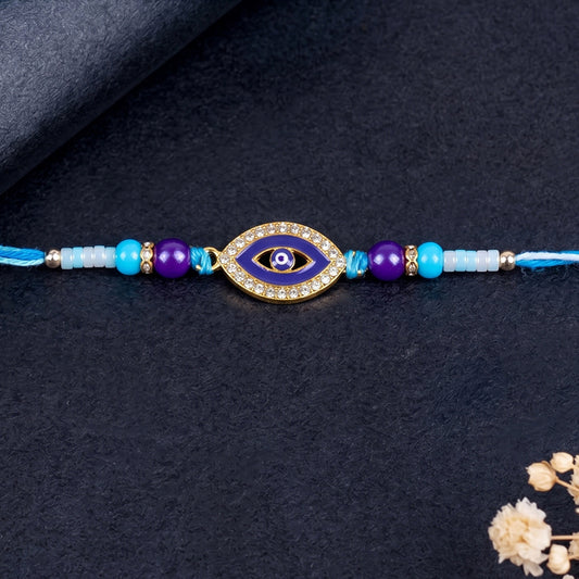 Evil Eye Designer Rakhi with Blue Beads