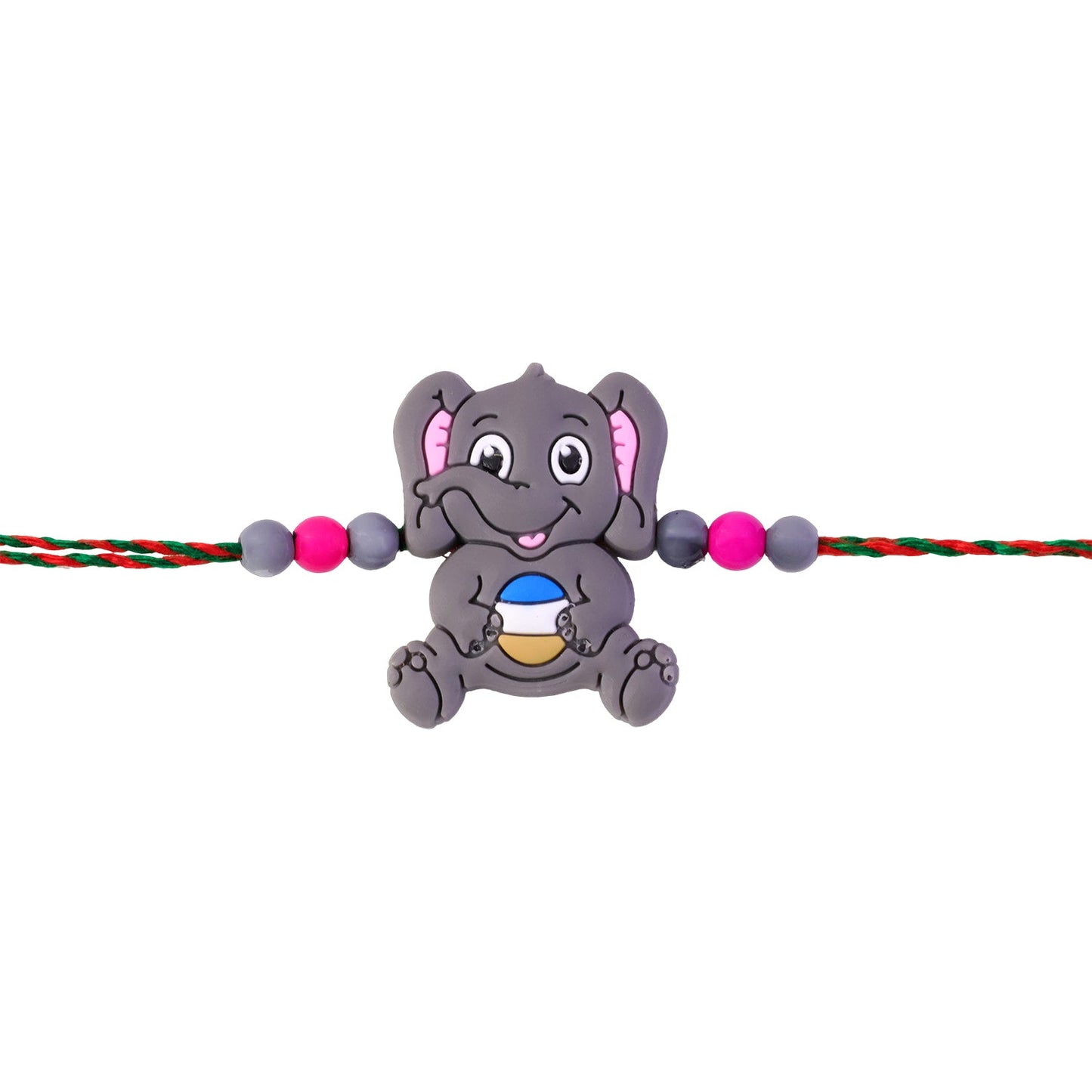Cute Elephant Cartoon Kids Designer Beaded Rakhi for Brother