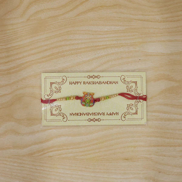 Rakhi for Brother - Meenakari Om Peacock Stone Studded