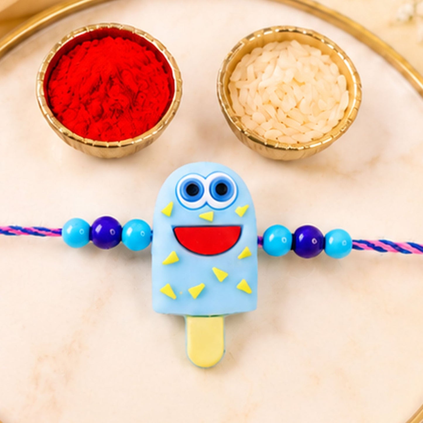Smiling Ice Cream Cartoon Kids Designer Rakhi for Brother
