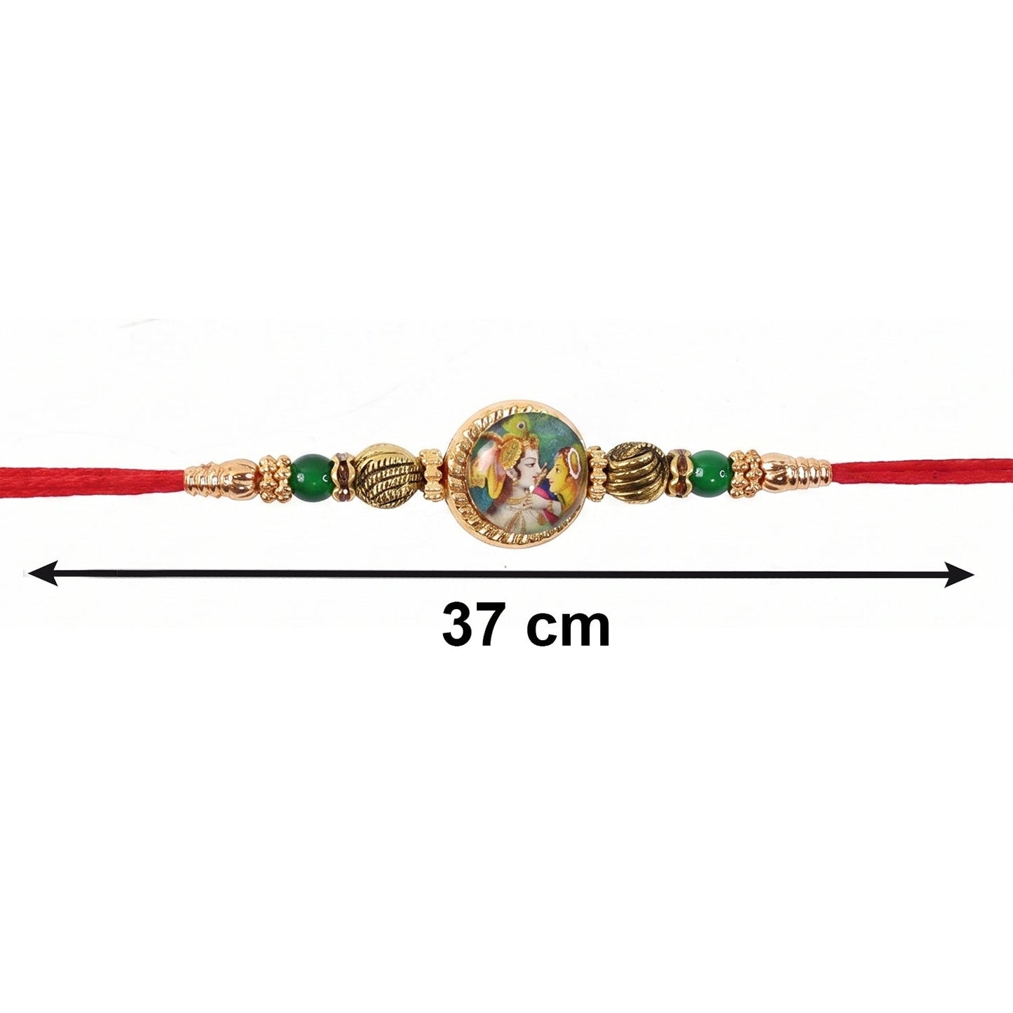 Peacock charm detail on Bhabhi Rakhi with beads