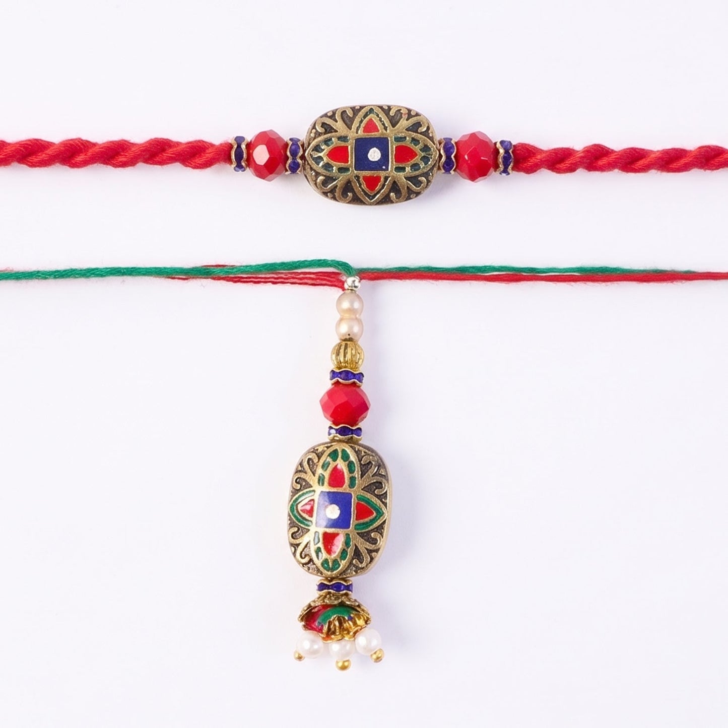 Colorful Meenakari Bhabhi Rakhi fully displayed