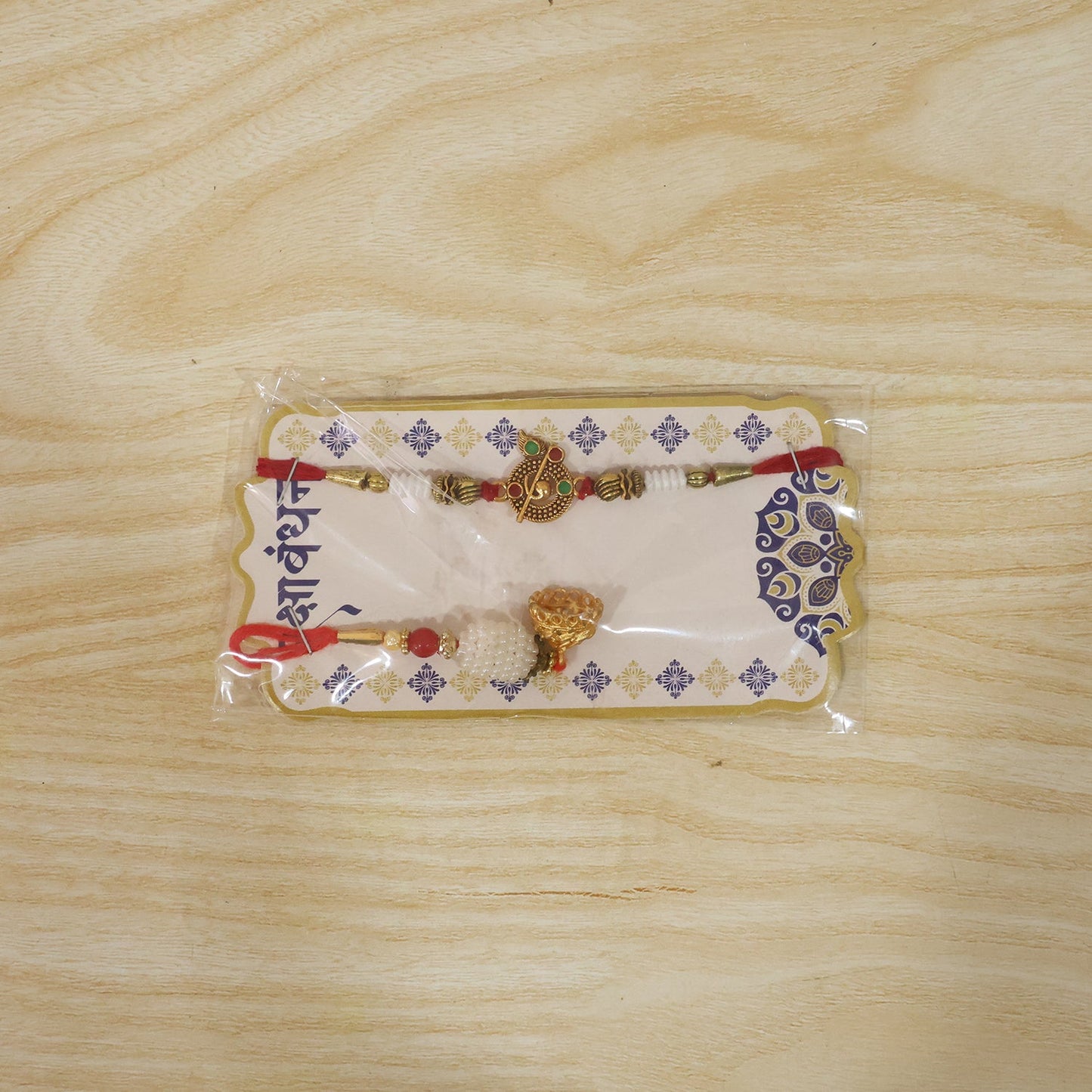Pearl Peacock Bhabhi Rakhi arranged in circular shape