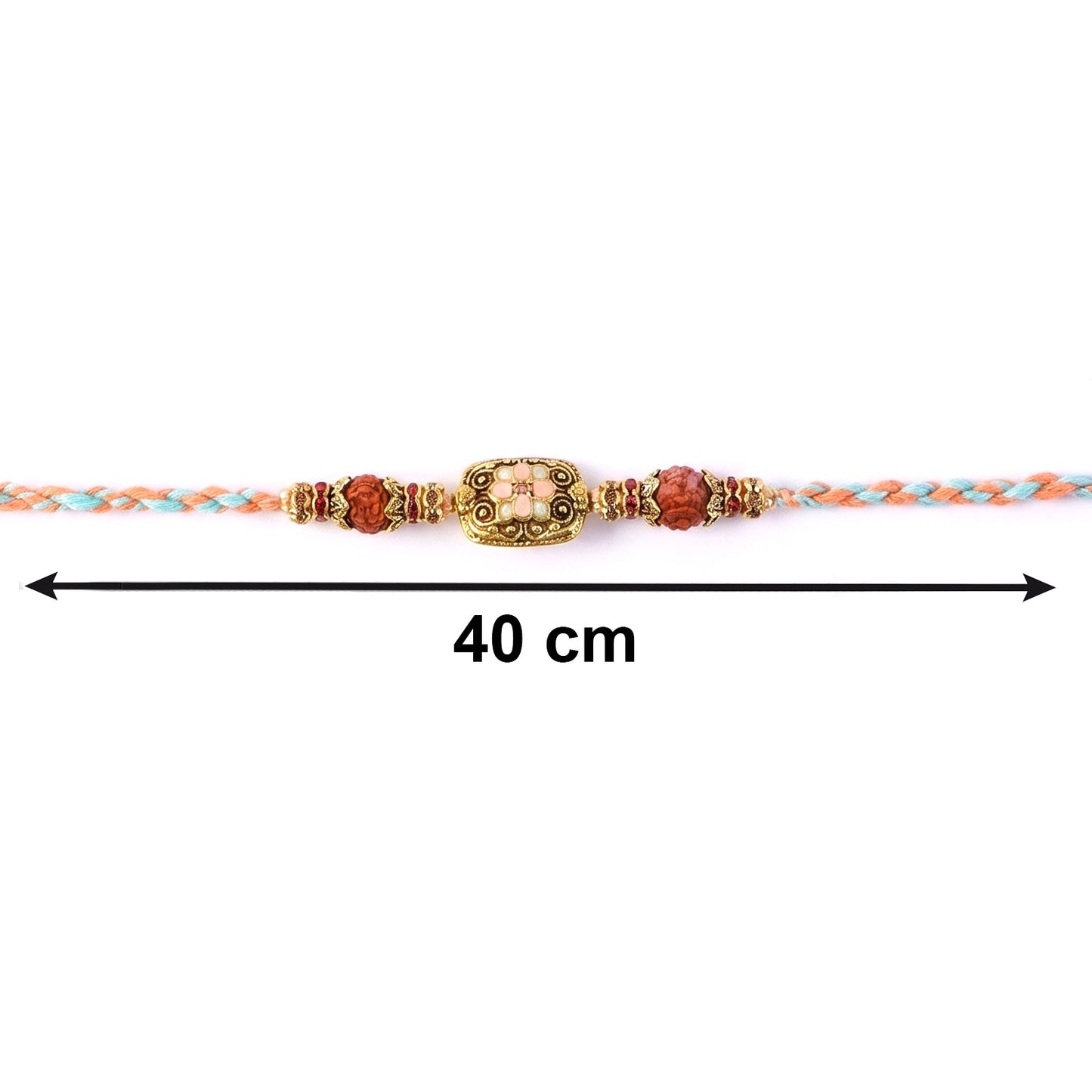 Golden Bead Bhabhi Rakhi latkan detail