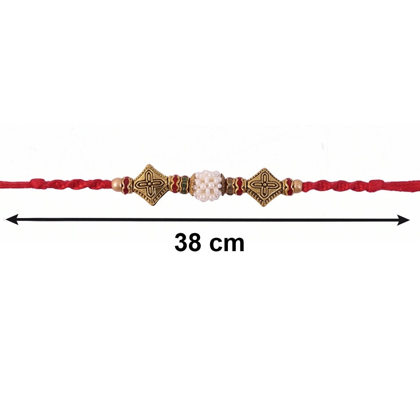 Pearl Cube Bhabhi Rakhi with decorative thread and antique latkan