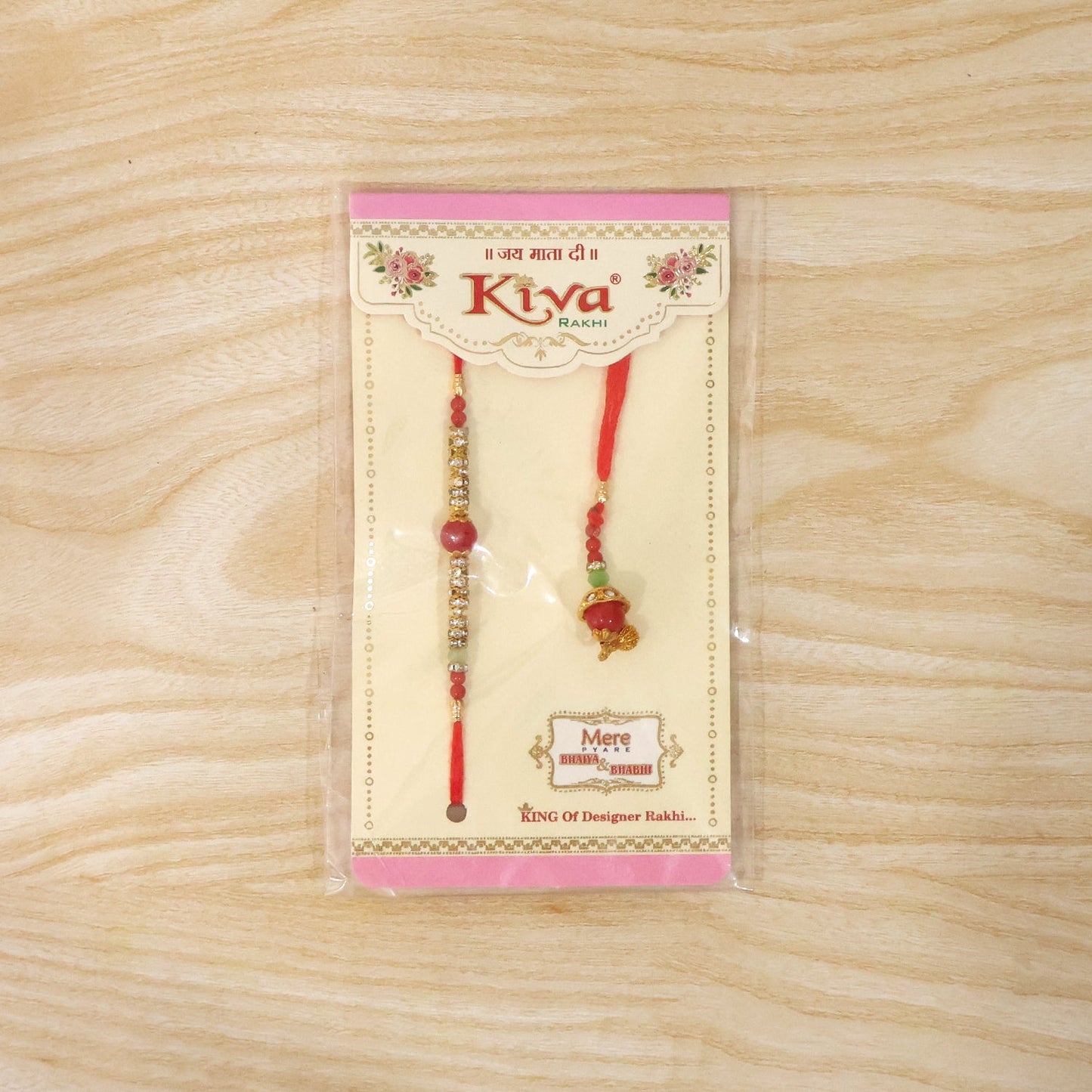 Red Pearl Bhabhi Rakhi displayed on gift box
