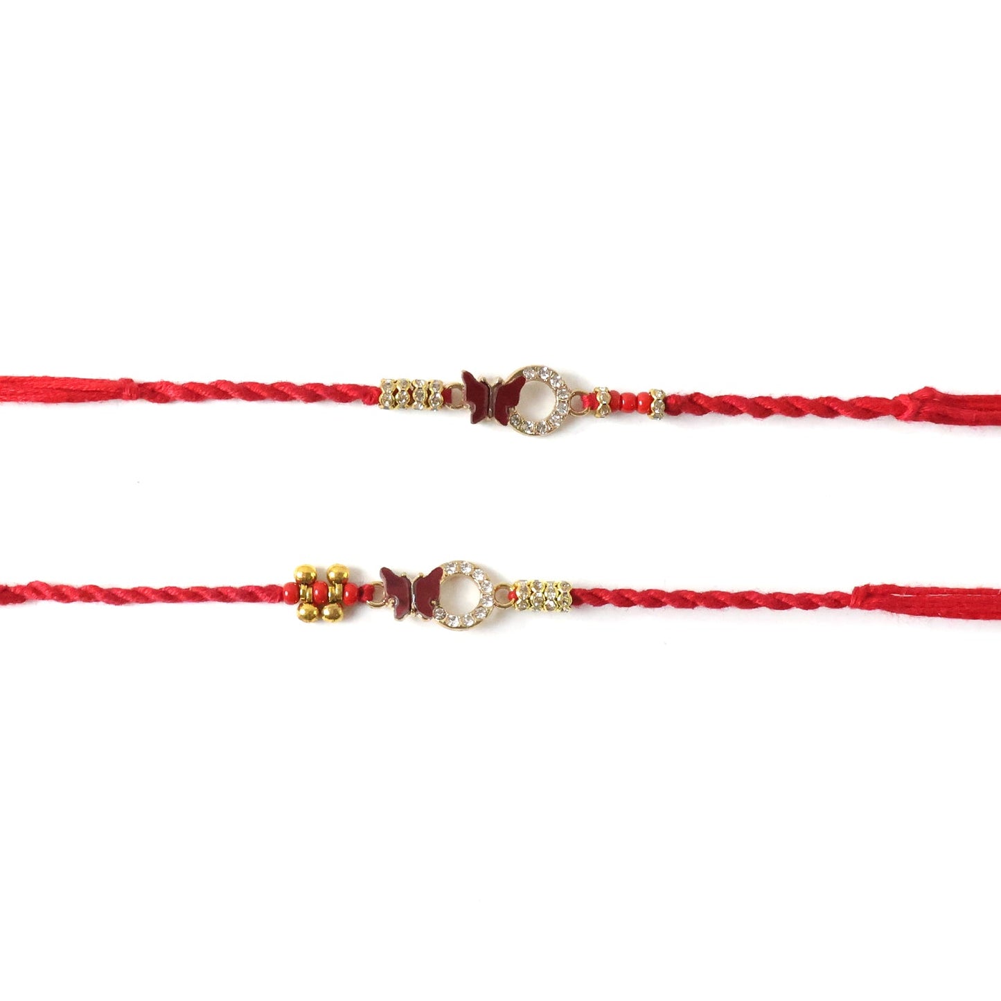 Red thread and mirror stones on Bhabhi Rakhi