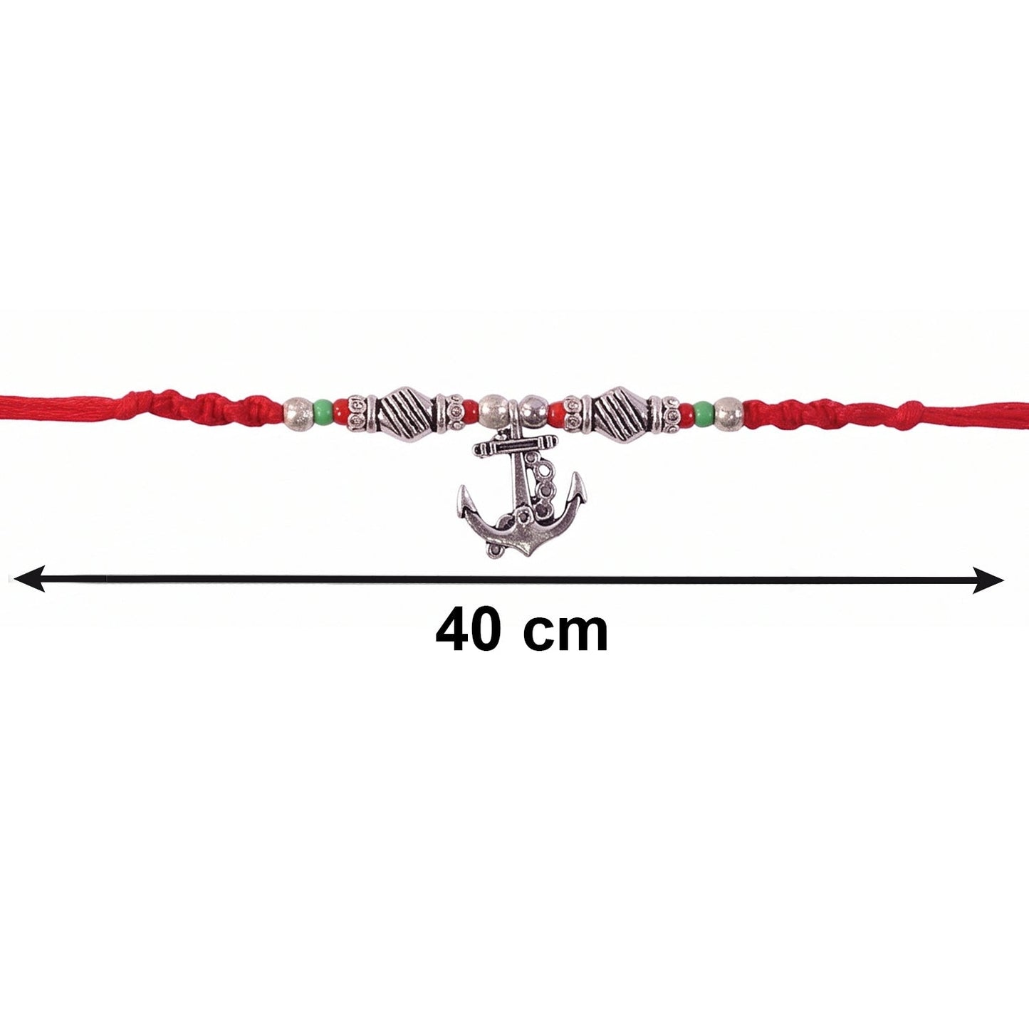 Bhaiya Bhabhi Rakhi Pair detailed shot of thread and silver tone charms