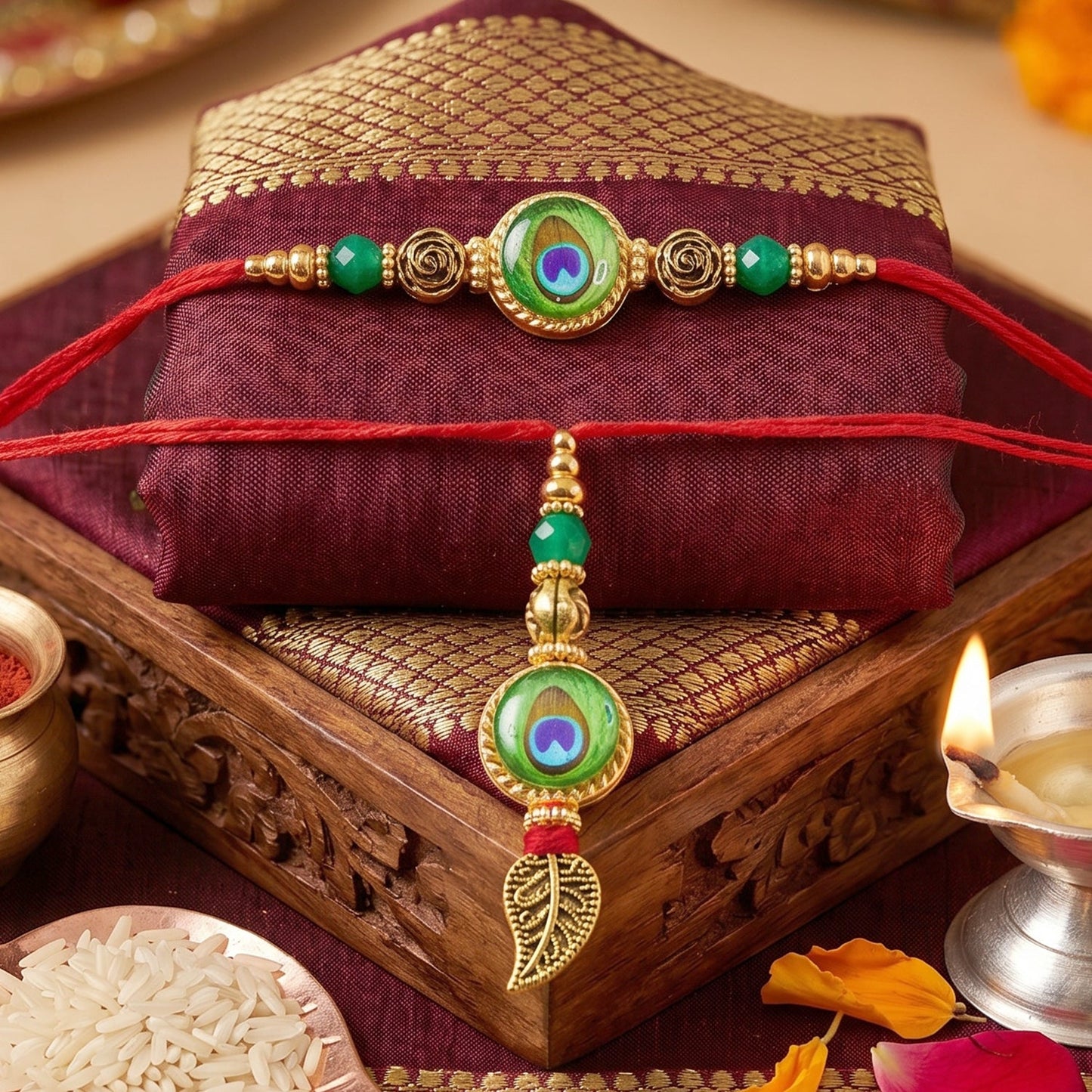 Evil Eye Peacock Bhabhi Rakhi detailed view