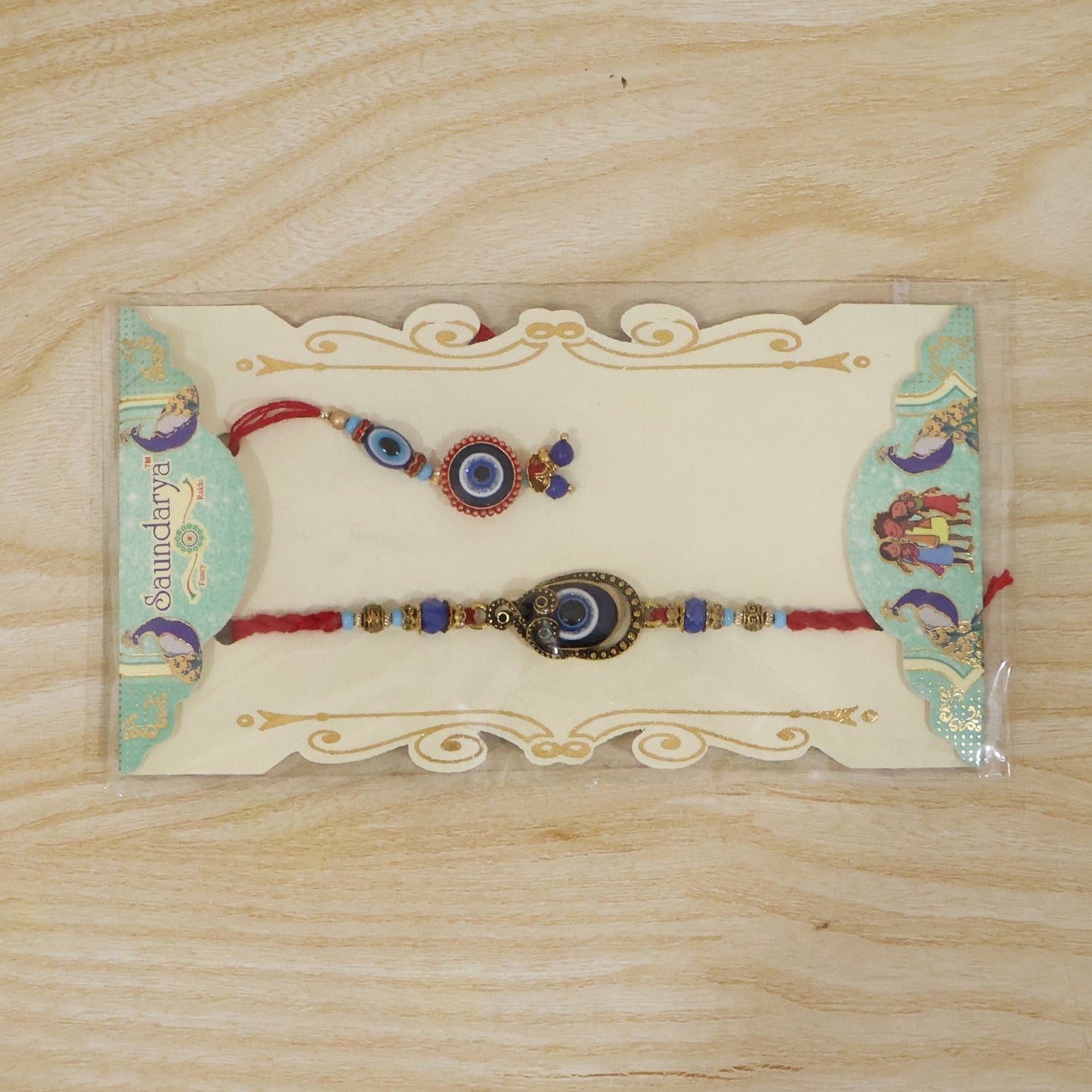 Evil Eye Bhabhi Rakhi showing whole length with tassels