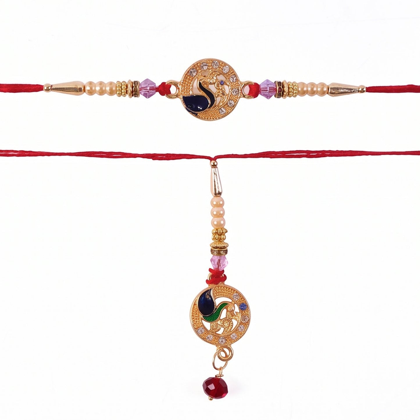 Elegant design details of Bhabhi Rakhi with Pearl Latkan