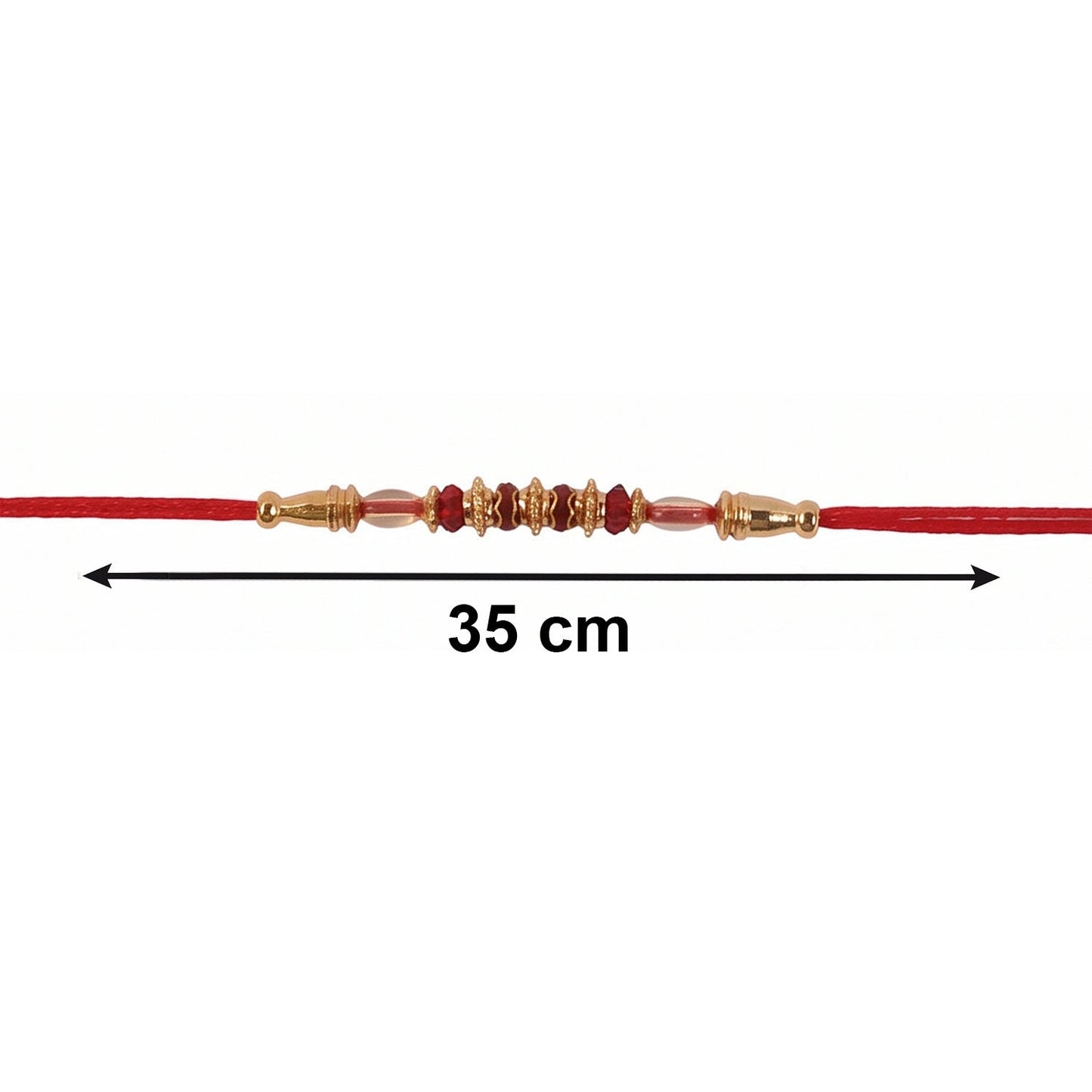 Designer Rakhi with pearl bead decoration and red thread