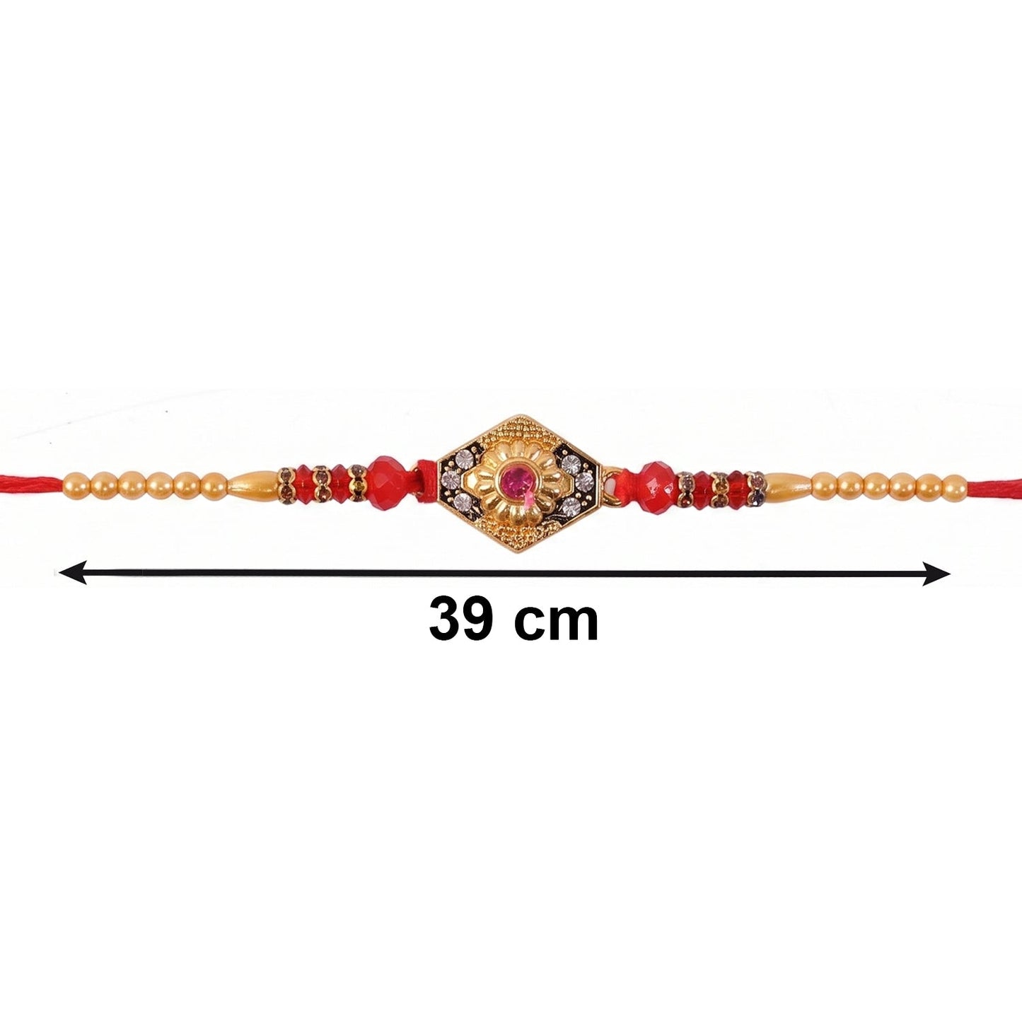 Hexagon Stone Designer Rakhi with pearl bead details